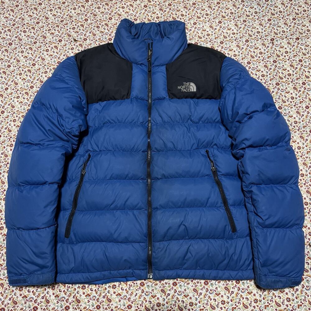 North Face Insulated Black and Blue Puffer Full Zip Jacket Large